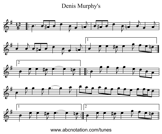 Denis Murphy's - staff notation