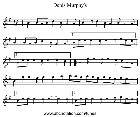 Denis Murphy's - staff notation