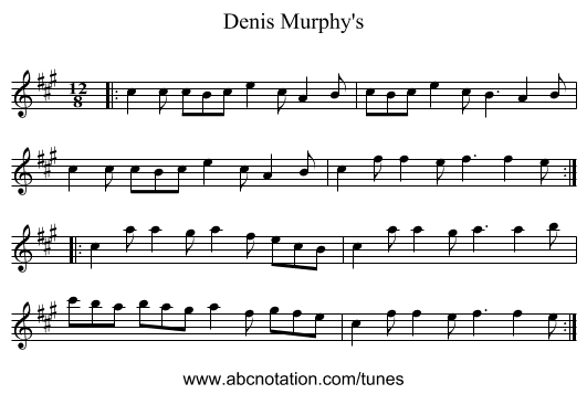 Denis Murphy's - staff notation