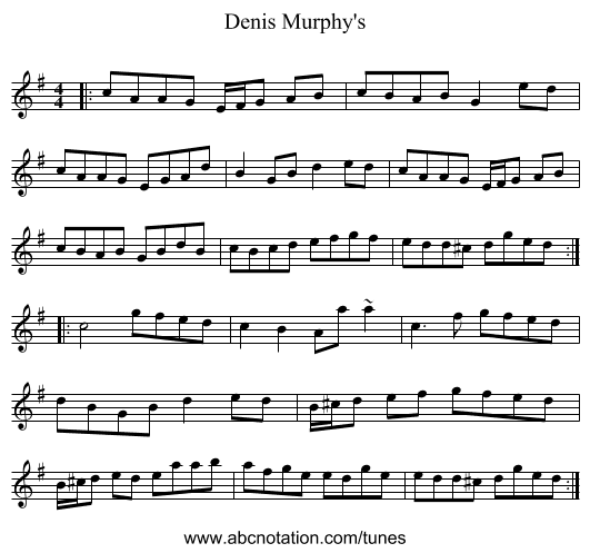 Denis Murphy's - staff notation