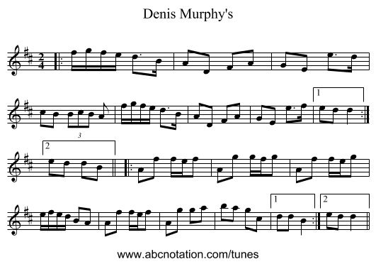 Denis Murphy's - staff notation