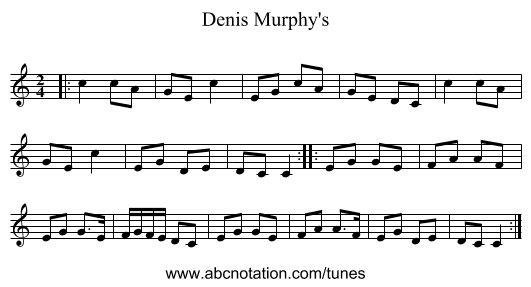 Denis Murphy's - staff notation