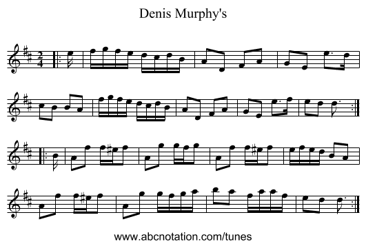 Denis Murphy's - staff notation