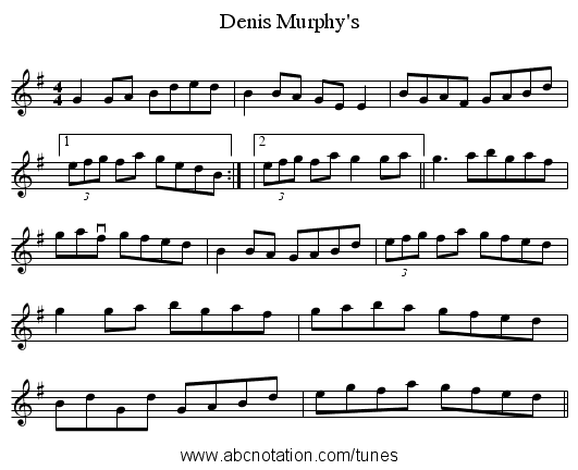 Denis Murphy's - staff notation