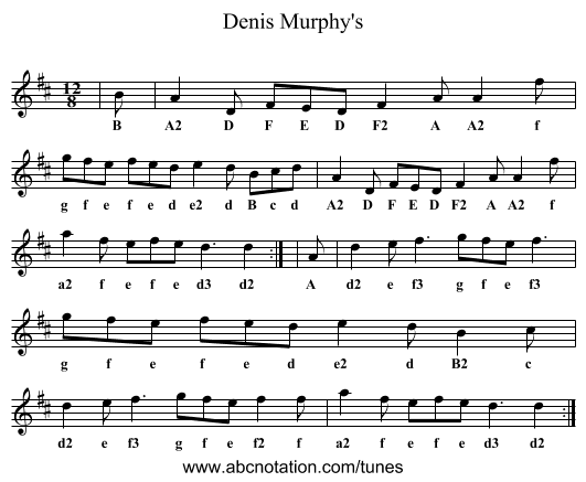 Denis Murphy's - staff notation