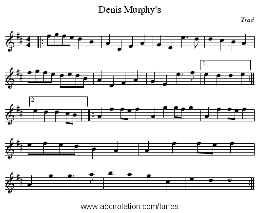 Denis Murphy's - staff notation