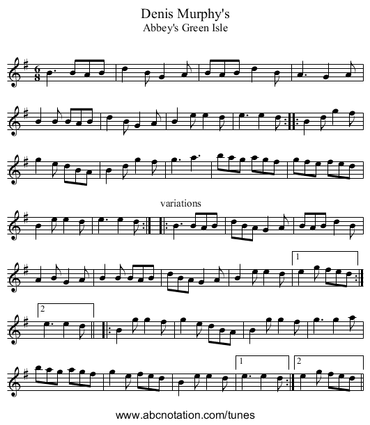 Denis Murphy's - staff notation