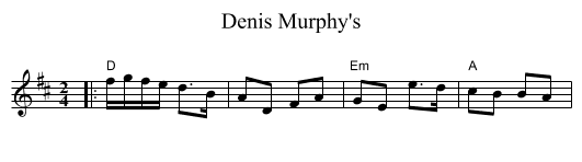 Denis Murphy's - staff notation