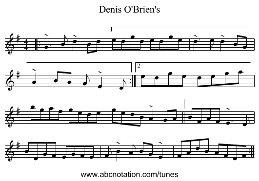 Denis O'Brien's - staff notation