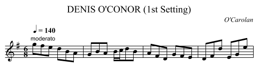 DENIS O'CONOR (1st Setting) - staff notation