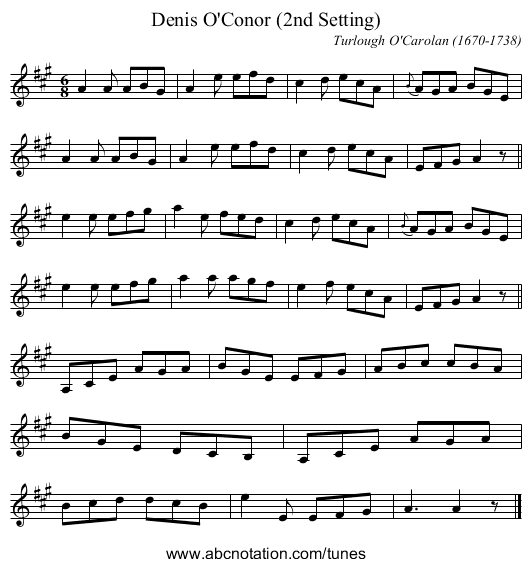 Denis O'Conor (2nd Setting) - staff notation