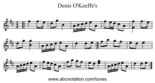 Denis O'Keeffe's - staff notation