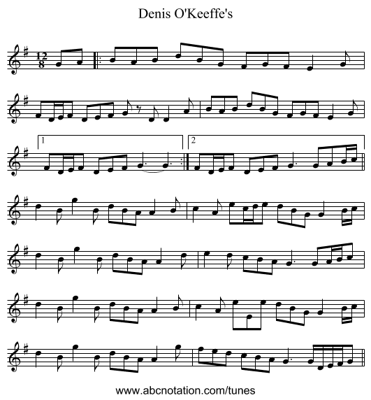Denis O'Keeffe's - staff notation
