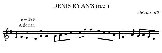 DENIS RYAN'S (reel) - staff notation