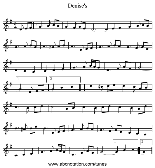 Denise's - staff notation