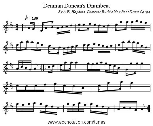 Denman Duncan's Drumbeat - staff notation