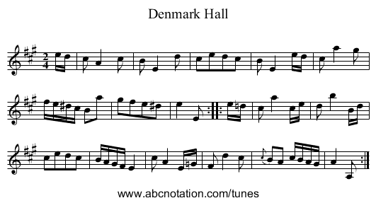 Denmark Hall - staff notation