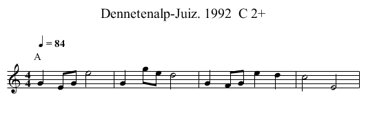 Dennetenalp-Juiz. 1992  C 2+ - staff notation