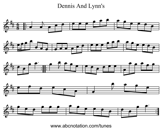 Dennis And Lynn's - staff notation