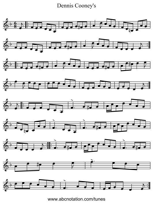 Dennis Cooney's - staff notation