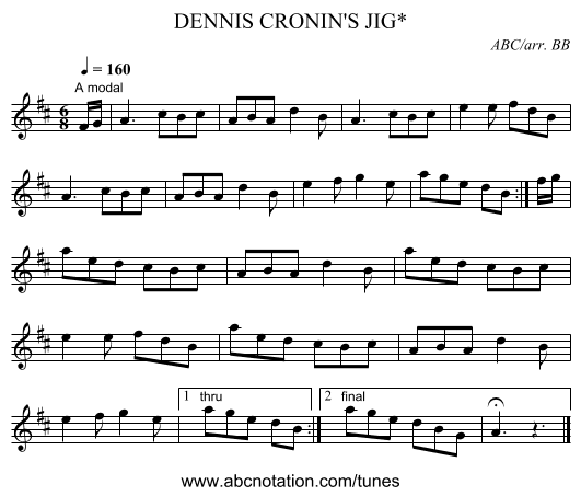 DENNIS CRONIN'S JIG* - staff notation