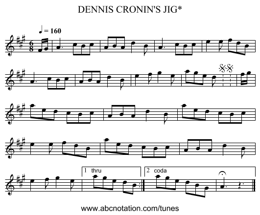 DENNIS CRONIN'S JIG* - staff notation
