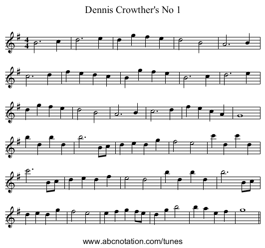 Dennis Crowther's No 1 - staff notation