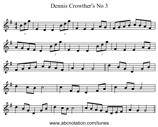 Dennis Crowther's No 3 - staff notation