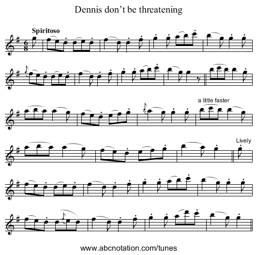 Dennis don’t be threatening - staff notation