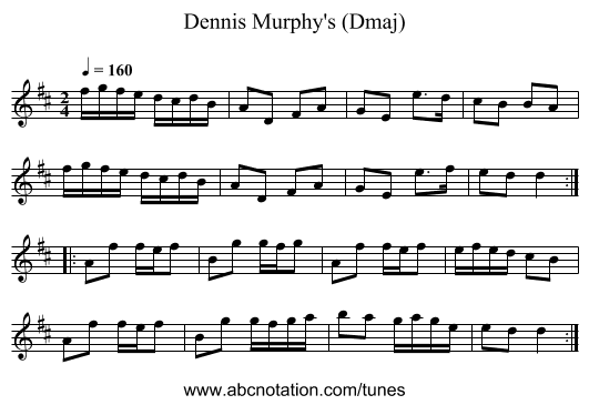 Dennis Murphy's (Dmaj) - staff notation