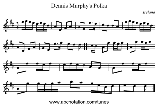 Dennis Murphy's Polka - staff notation