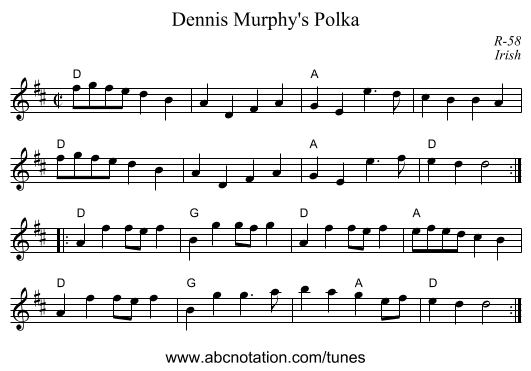 Dennis Murphy's Polka - staff notation