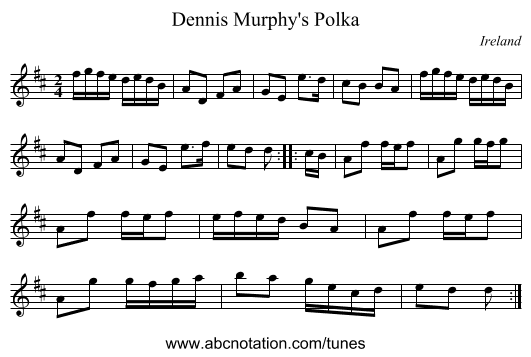 Dennis Murphy's Polka - staff notation