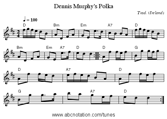 Dennis Murphy's Polka - staff notation