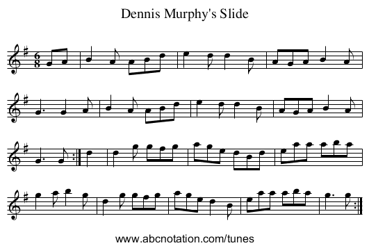 Dennis Murphy's Slide - staff notation