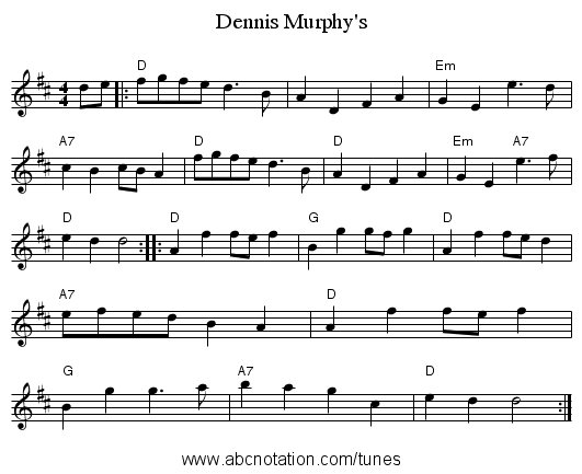 Dennis Murphy's - staff notation