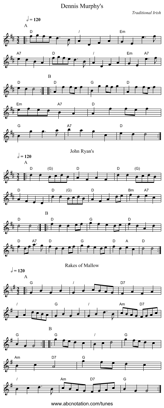 Dennis Murphy's - staff notation