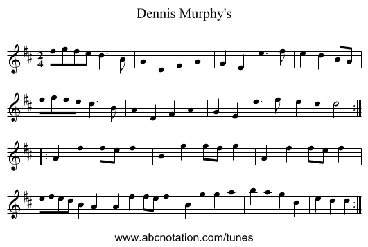 Dennis Murphy's - staff notation