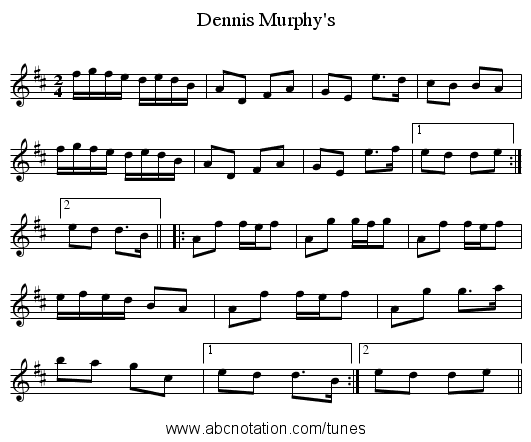 Dennis Murphy's - staff notation