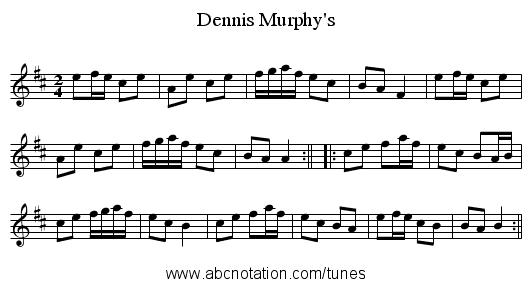 Dennis Murphy's - staff notation