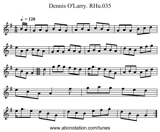 Dennis O'Larry. RHu.035 - staff notation