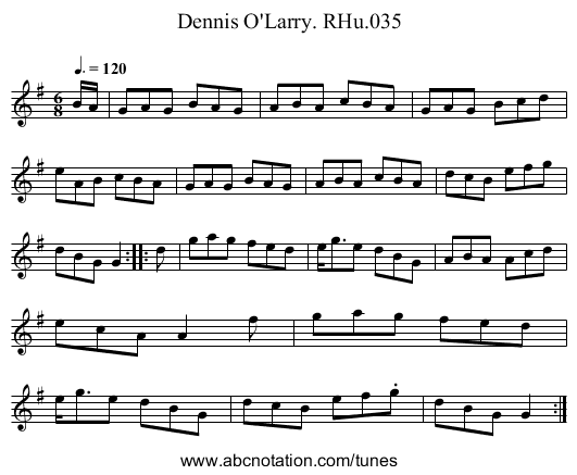 Dennis O'Larry. RHu.035 - staff notation