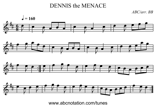 DENNIS the MENACE - staff notation