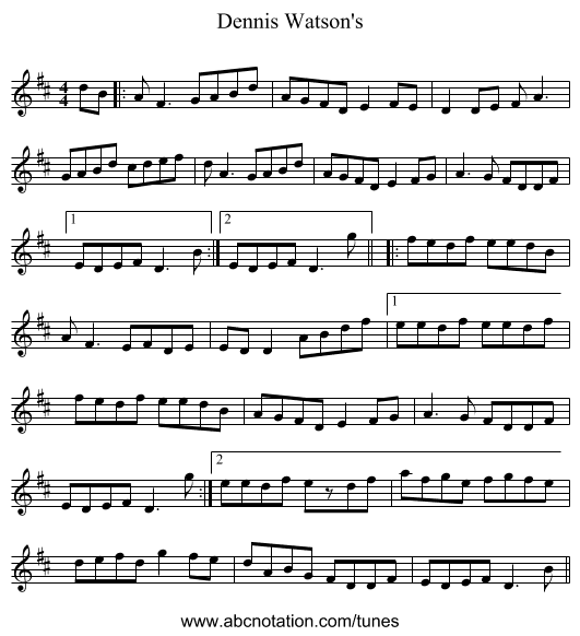 Dennis Watson's - staff notation