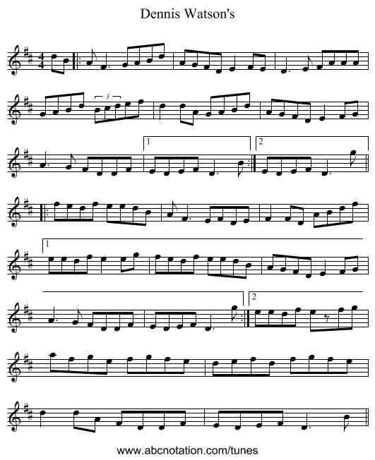 Dennis Watson's - staff notation
