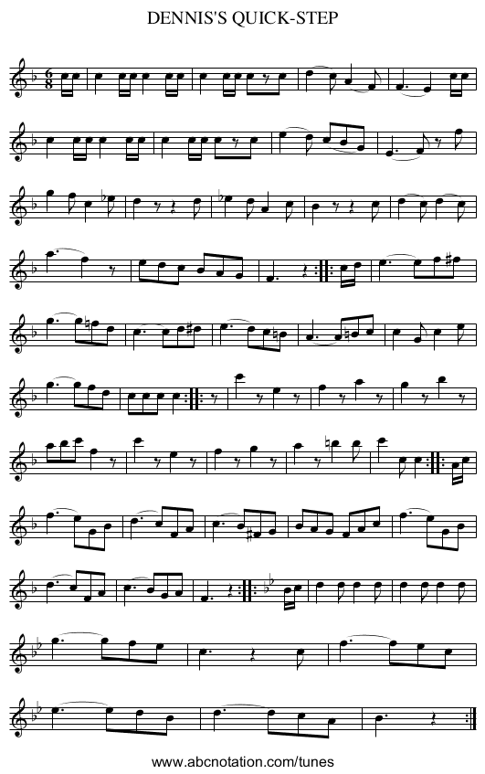 DENNIS'S QUICK-STEP - staff notation