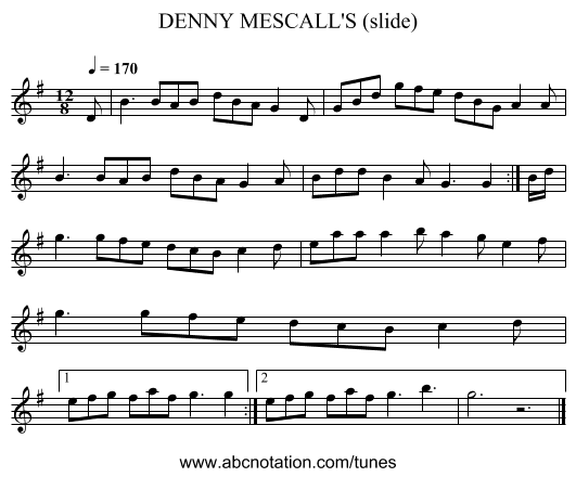 DENNY MESCALL'S (slide) - staff notation