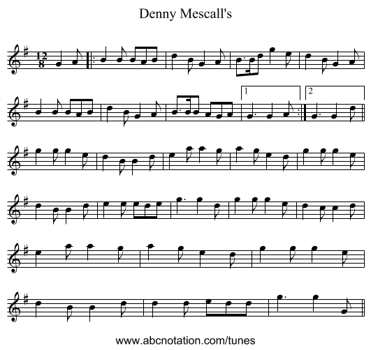 Denny Mescall's - staff notation