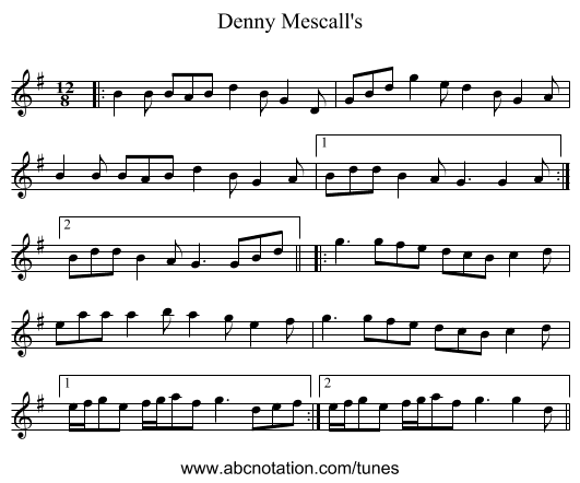Denny Mescall's - staff notation