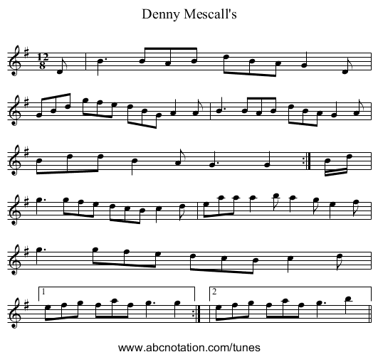 Denny Mescall's - staff notation